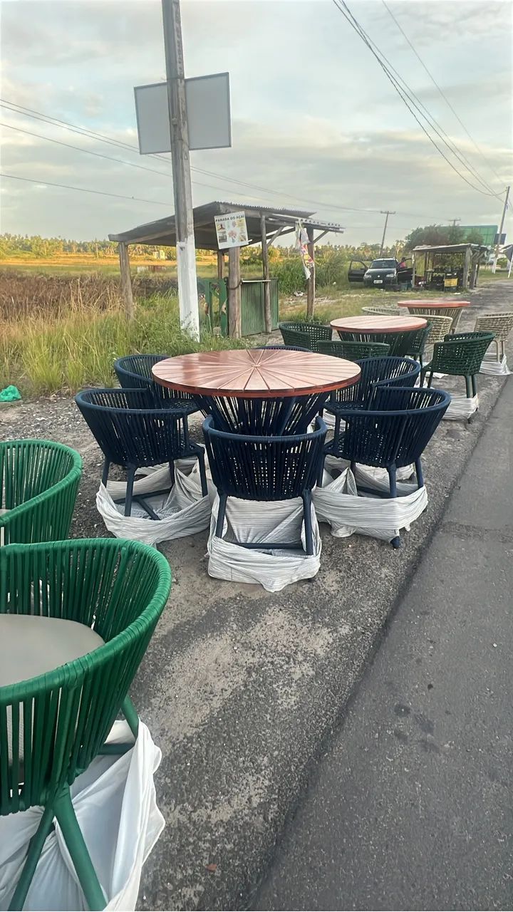 Mesa de 6 cadeiras em corda náutica 