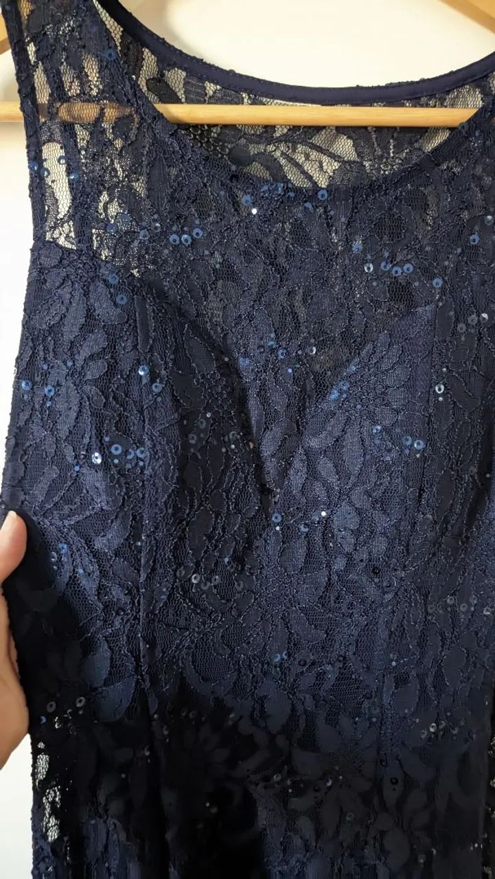 Vestido de renda azul marinho tamanho P - Foto 3