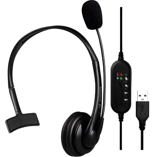 Headset Fone Telemarketing Office Fortrek FK 731A USB Headphone Loja Coimbra Computadores