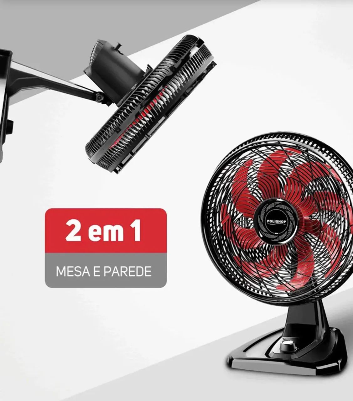 Ventilador 2 em 1 de mesa e parede Polishop 40cm Novo