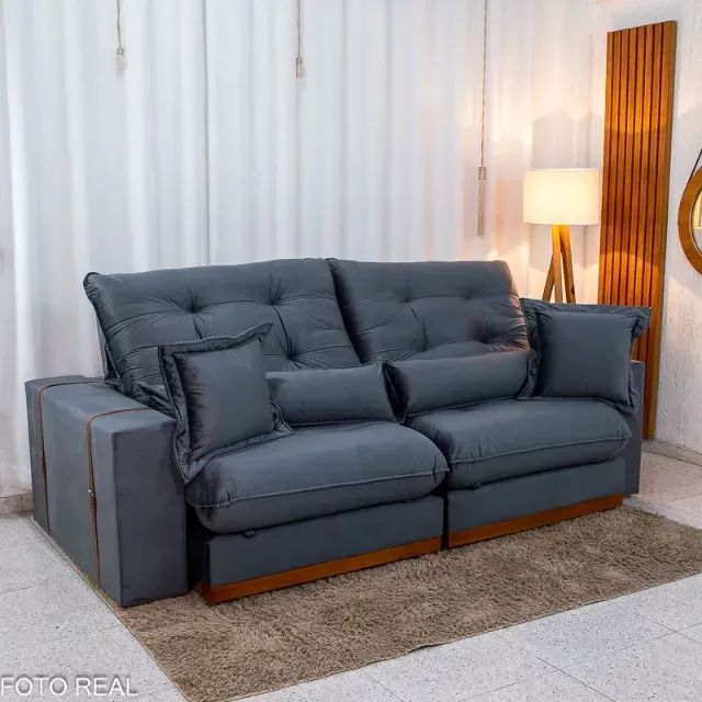 Sofá Retrátil Reclinável Toronto 2.50m Veludo D33 e Molas Ensacadas - Entrega Super Rápida - Foto 4