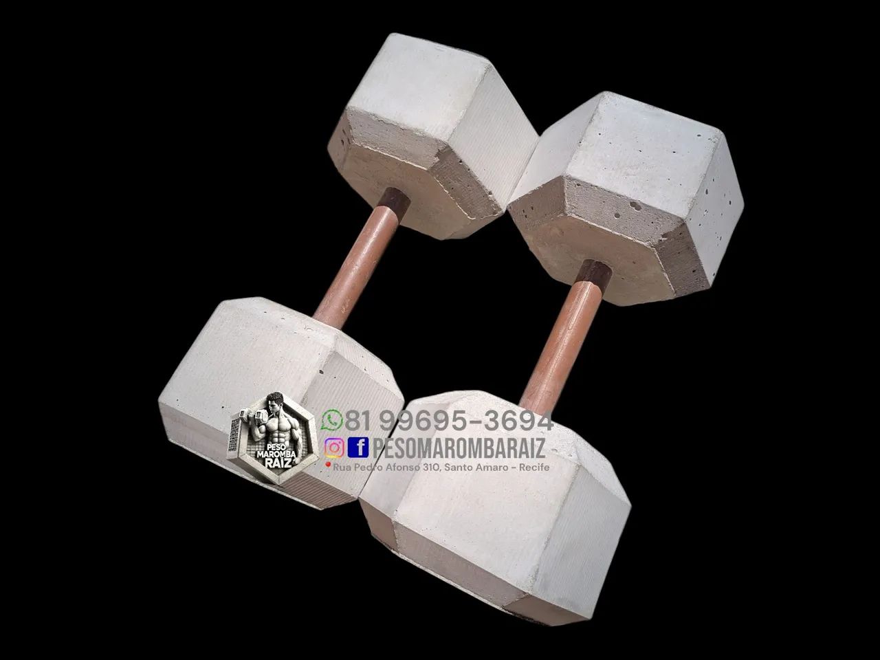 Halteres Par de 10kg - Concreto Sextavado - Foto 2