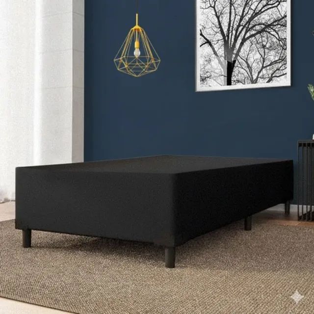 Base Box Solteiro Suede Preto (PARCELE EM ATÉ 10X SEM JUROS)