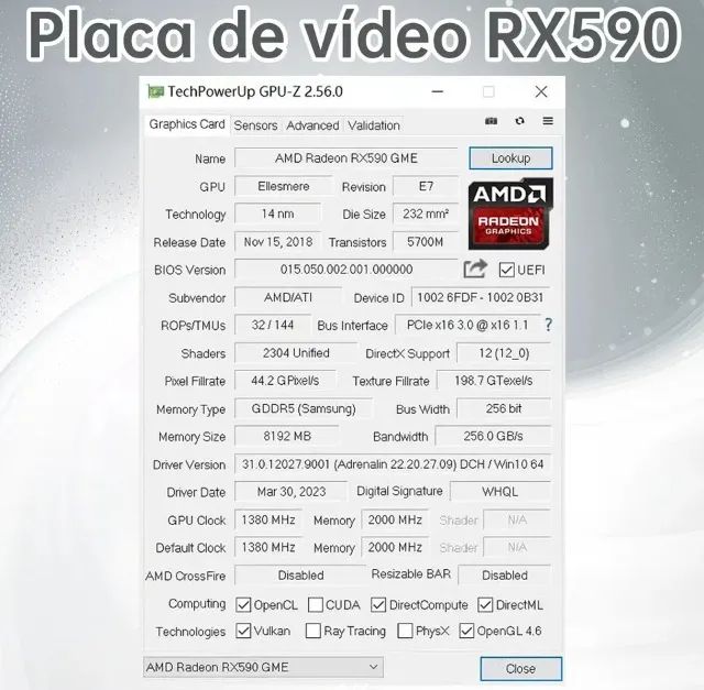 placa de video grafica de jogos 8 gb gddr5 256bit maxsun rx590 gme os melhores games - Foto 4