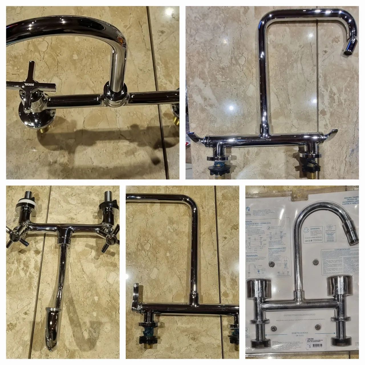 Torneira para Cozinha e banheiro Dupla de Metal Cromado