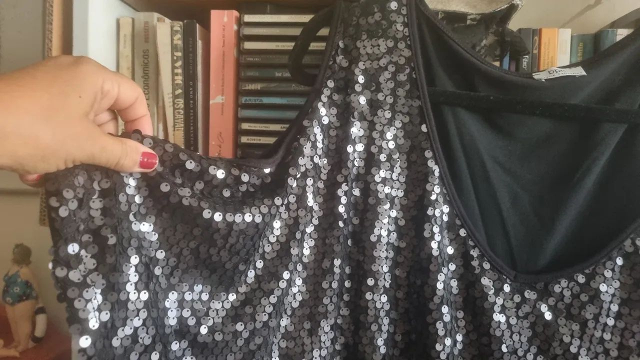 Blusa de paetés Preta G1 - Foto 3