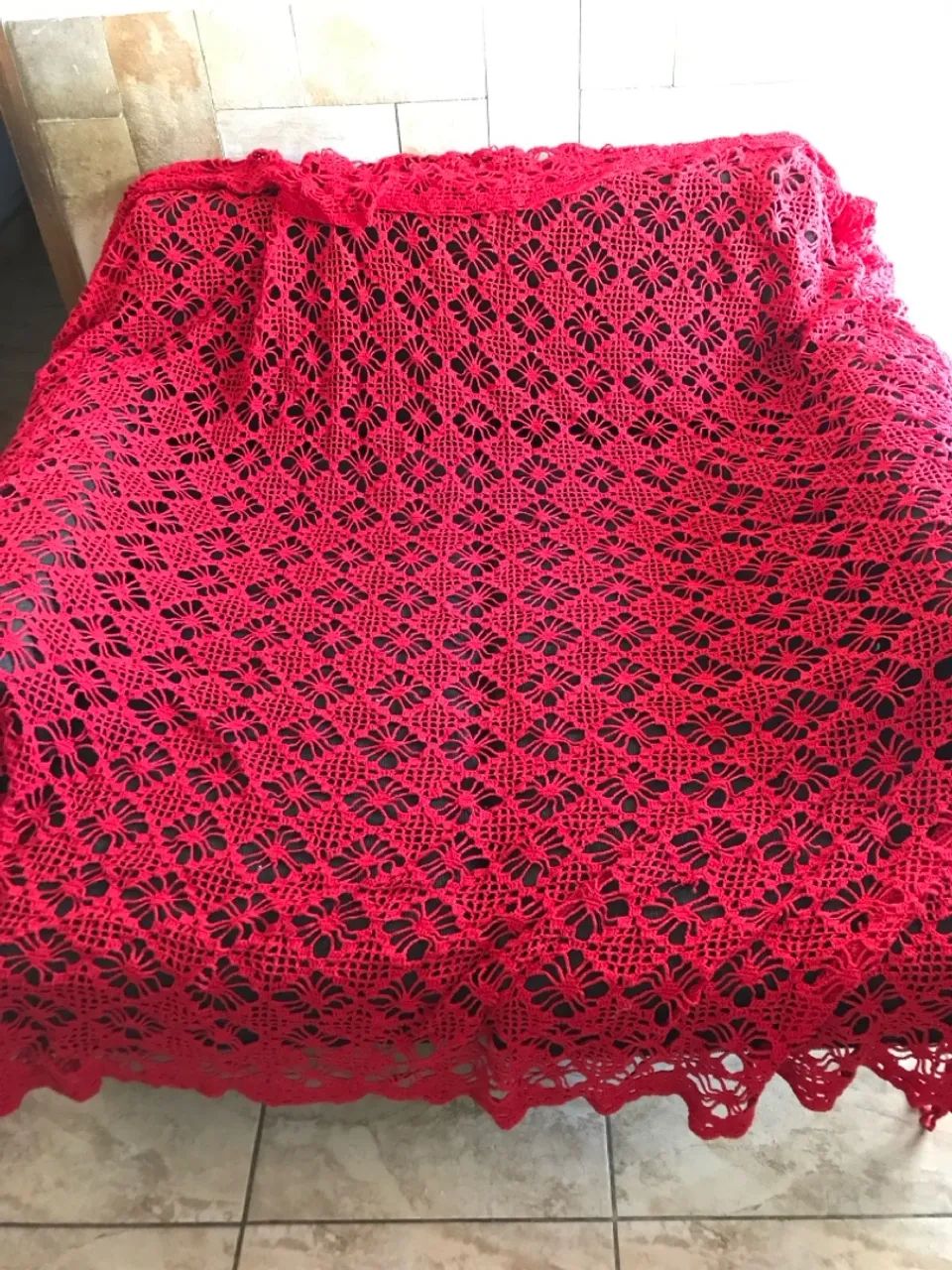 Colcha de casal crochê vermelho - Foto 4