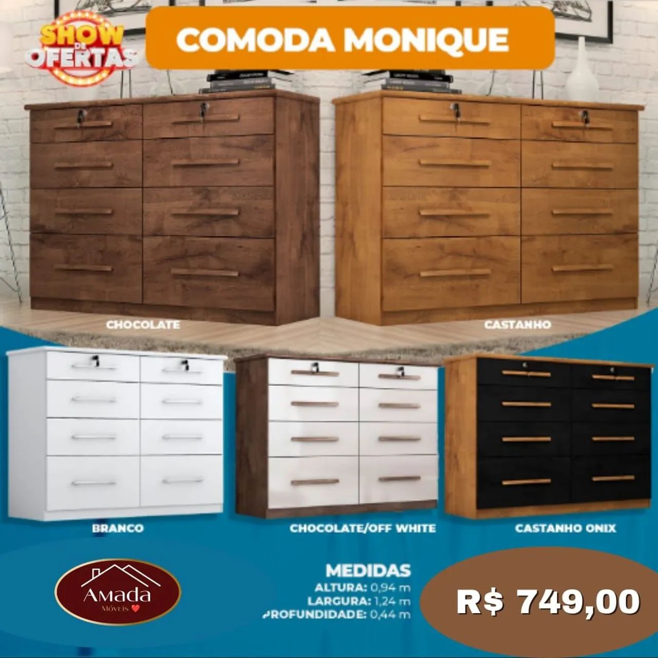 Cômoda Monique , à pronta entrega 