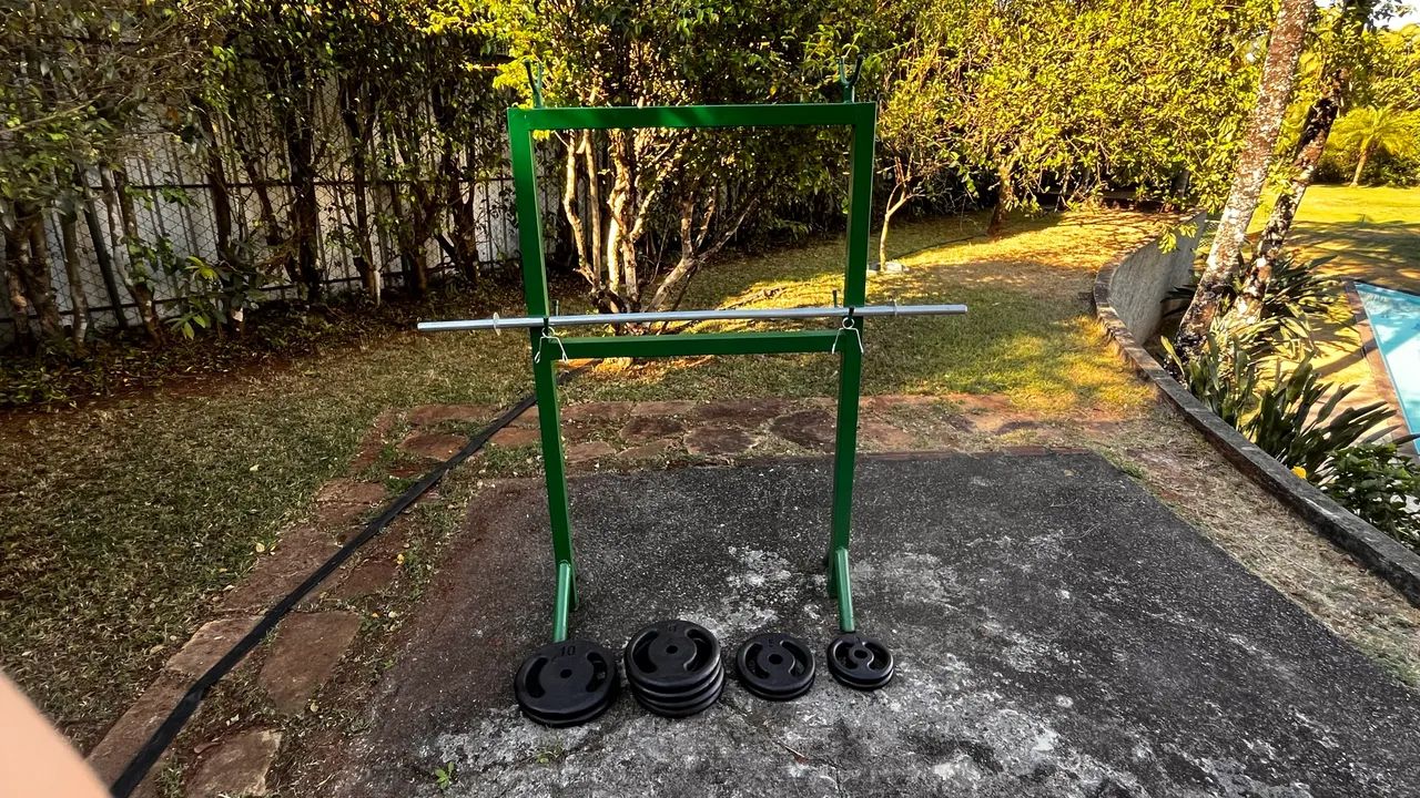 Conjunto de anilhas e barra  - Foto 2