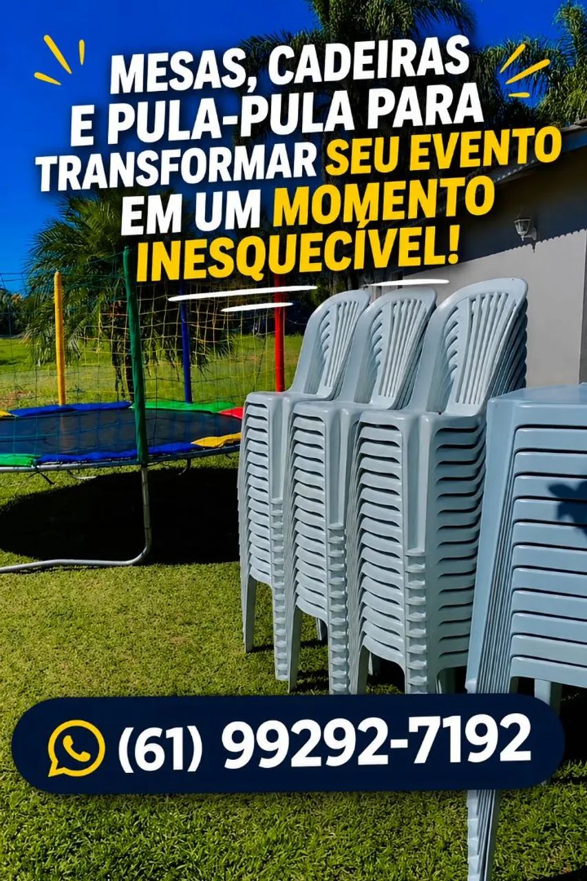 Aluga-se pula pula e jogos de mesas e cadeiras 