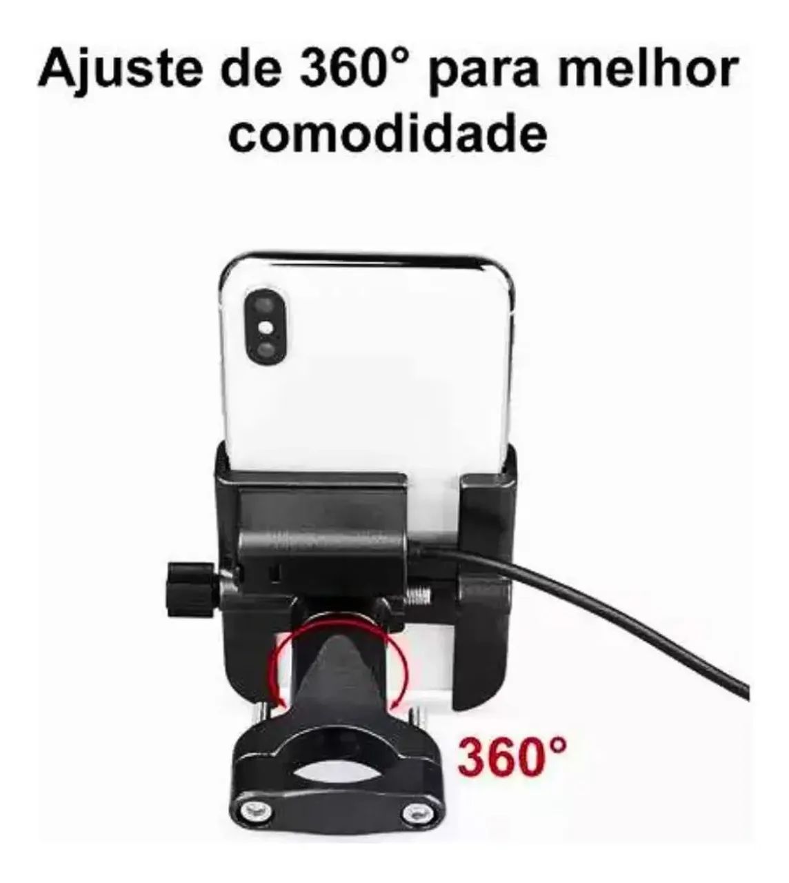 Suporte De Celular Moto Com Carregador Usb Trava Guidão - Foto 4