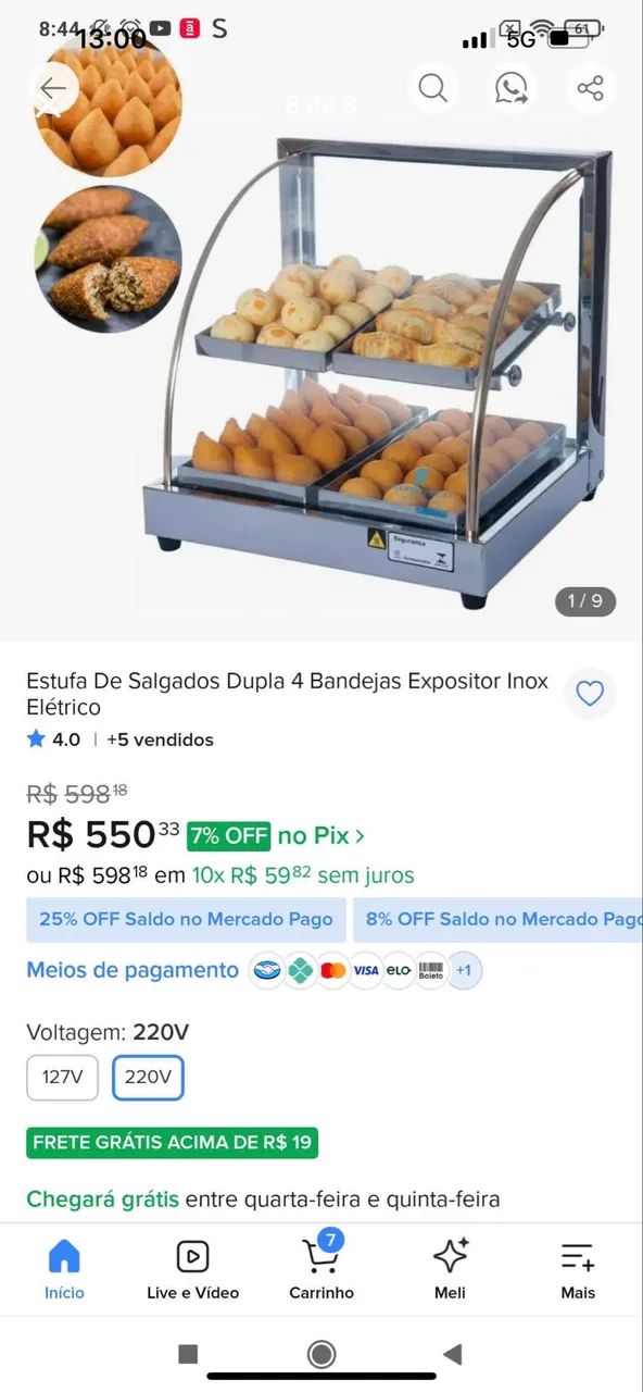 Estufa de salgados dupla 4 bandejas expositor elétrico - Foto 4