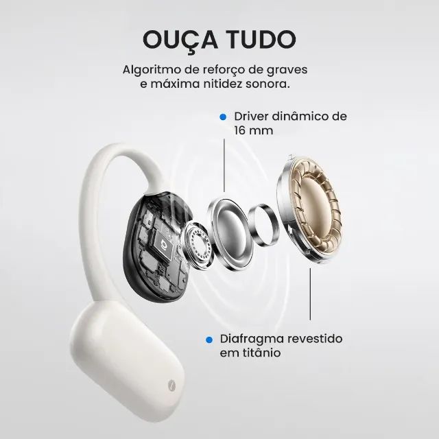 Fone Baseus Bowie Eli 15i Fit | Hi-Res/LDAC | Open-Ear | Driver Titânio -Entrega Grátis- - Foto 4