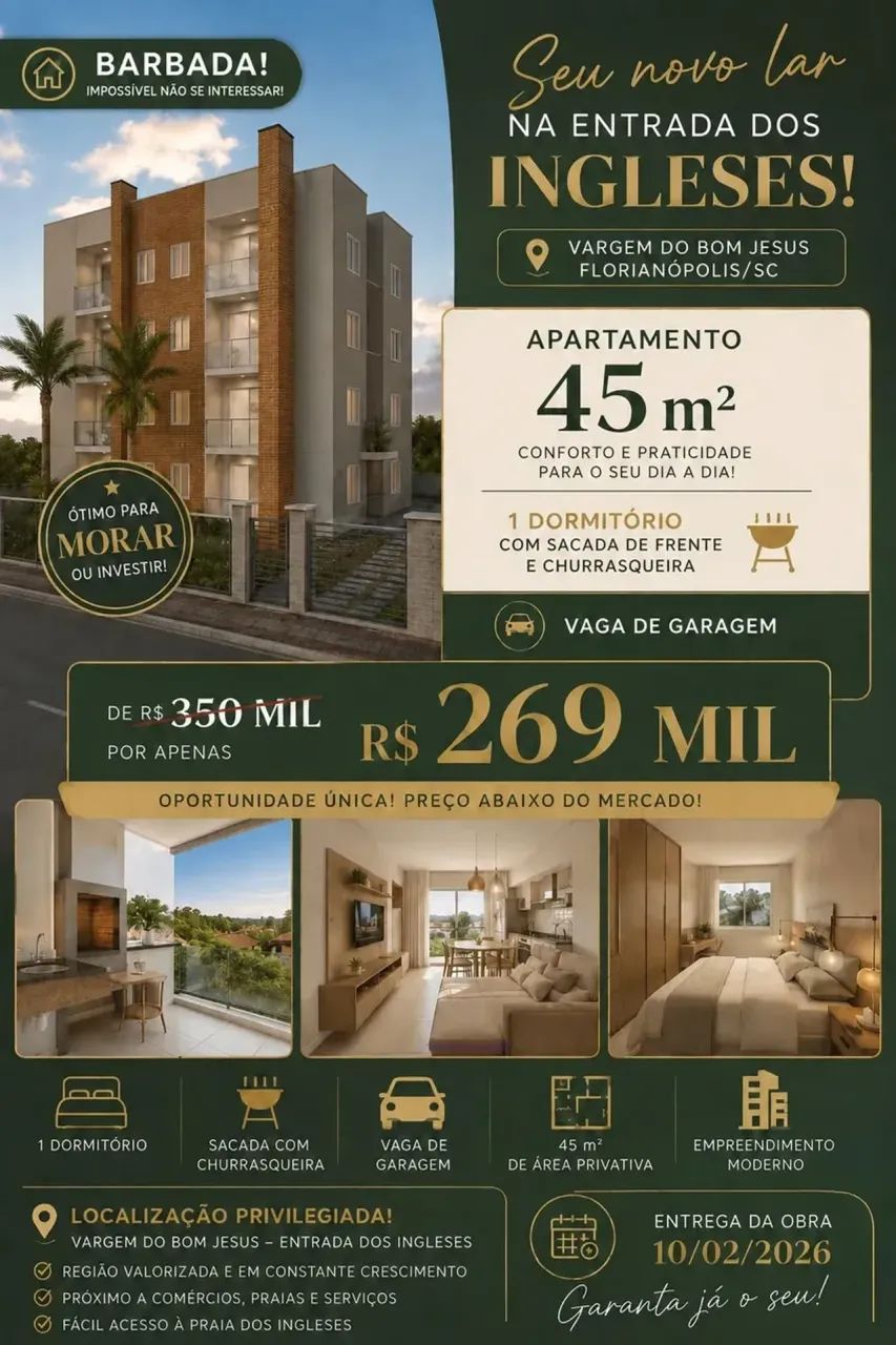 Imóvel para venda com 45 metros quadrados com 1 quarto em Vargem Grande - Florianópolis - 