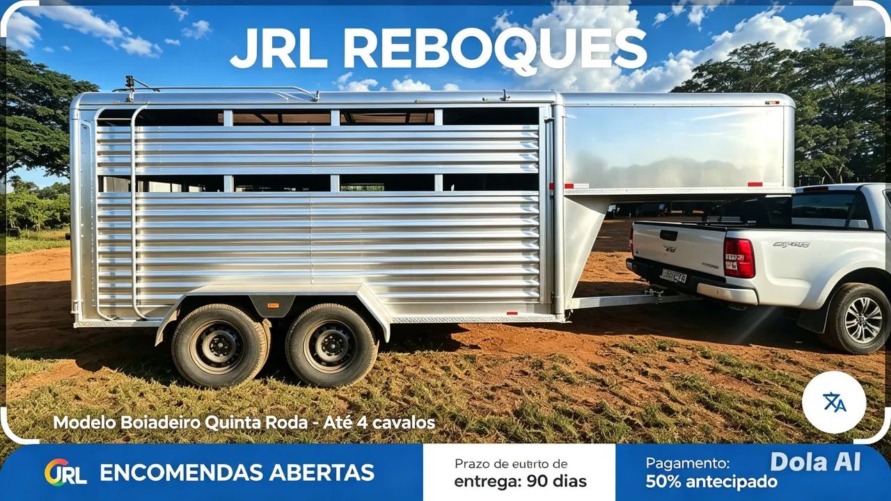 Reboque boiadeiro <br><br>- Modelo: Boiadeiro Quinta Roda ? até 4 cavalos de lareboquedo - Foto 6