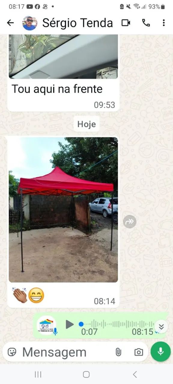 Tenda sanfonada e reforçada 