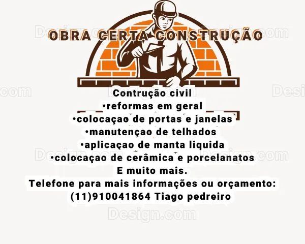 Mão de obra de pedreiro 