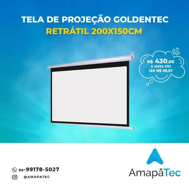 Tela De Projeção  Retrátil 200x150cm