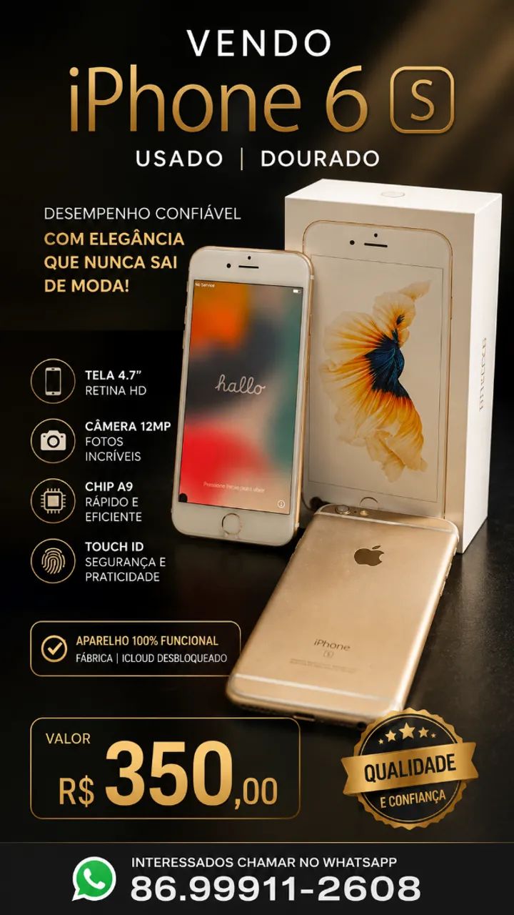 Iphone 6s dourado USADO