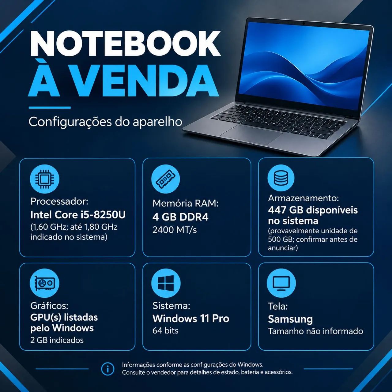 NOTEBOOK SAMSUNG À VENDA - Foto 2