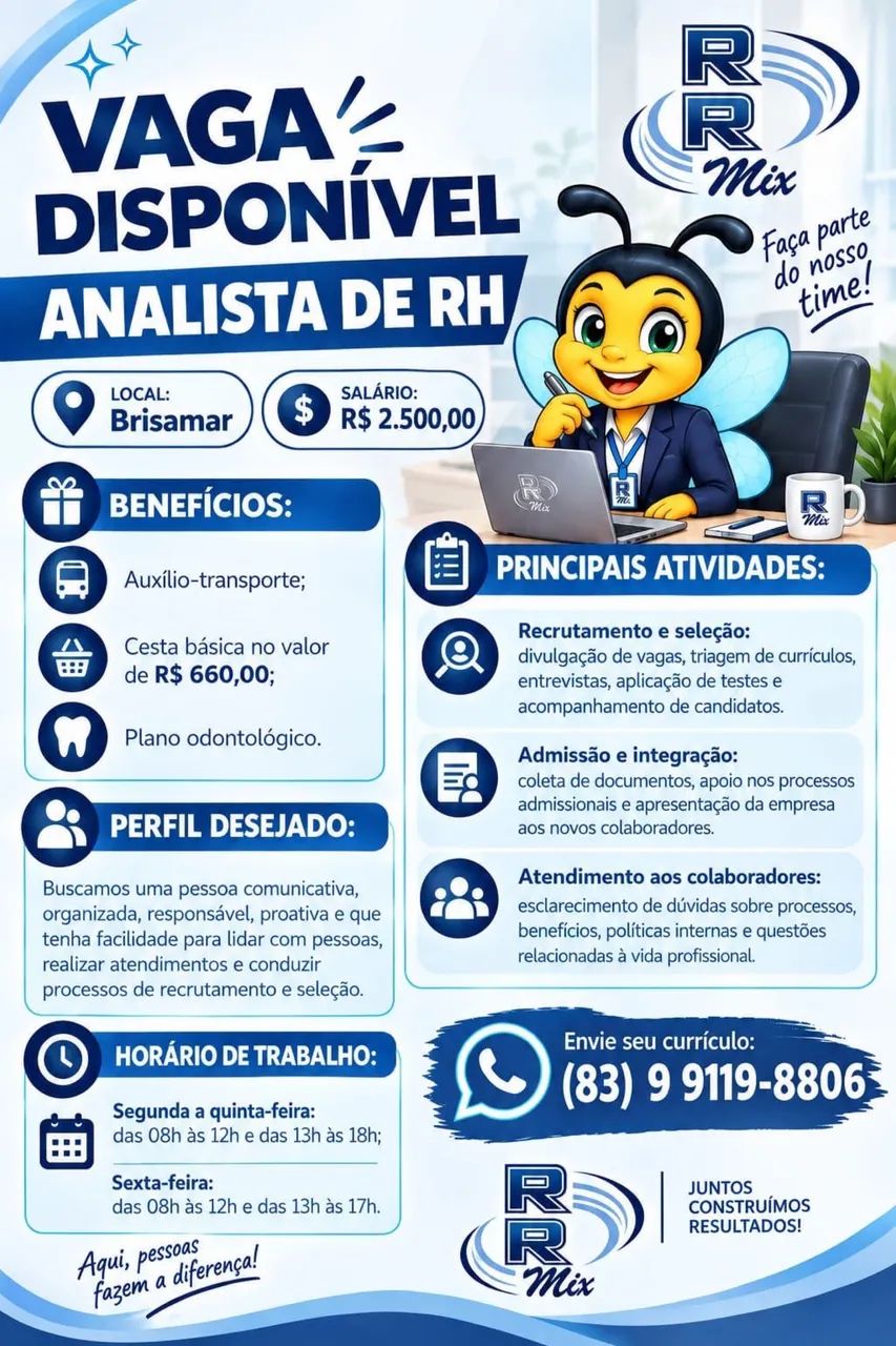 VAGA DE EMPREGO DE ANALISTA DE RH.