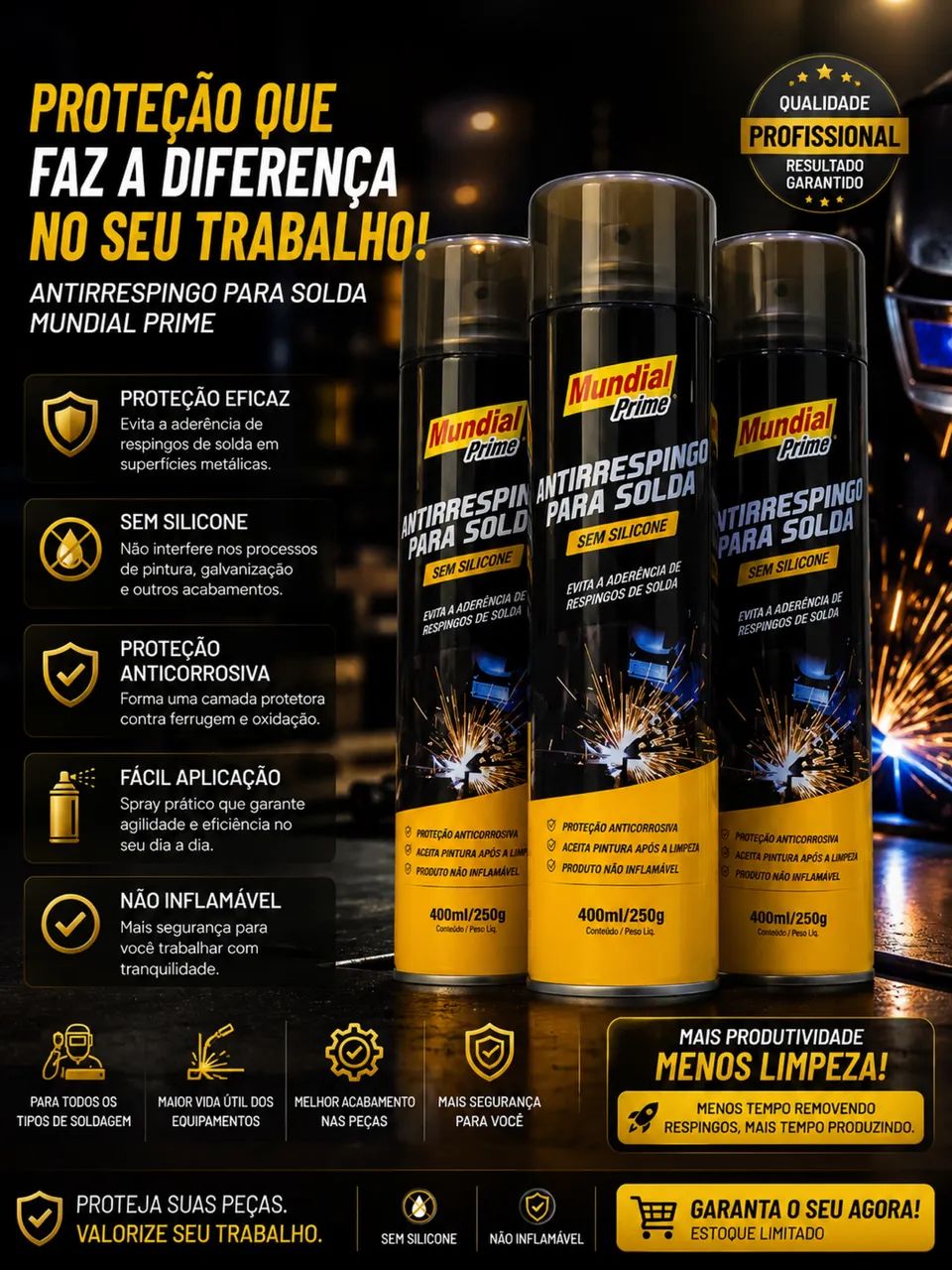 Antirespingo de solda sem silicone