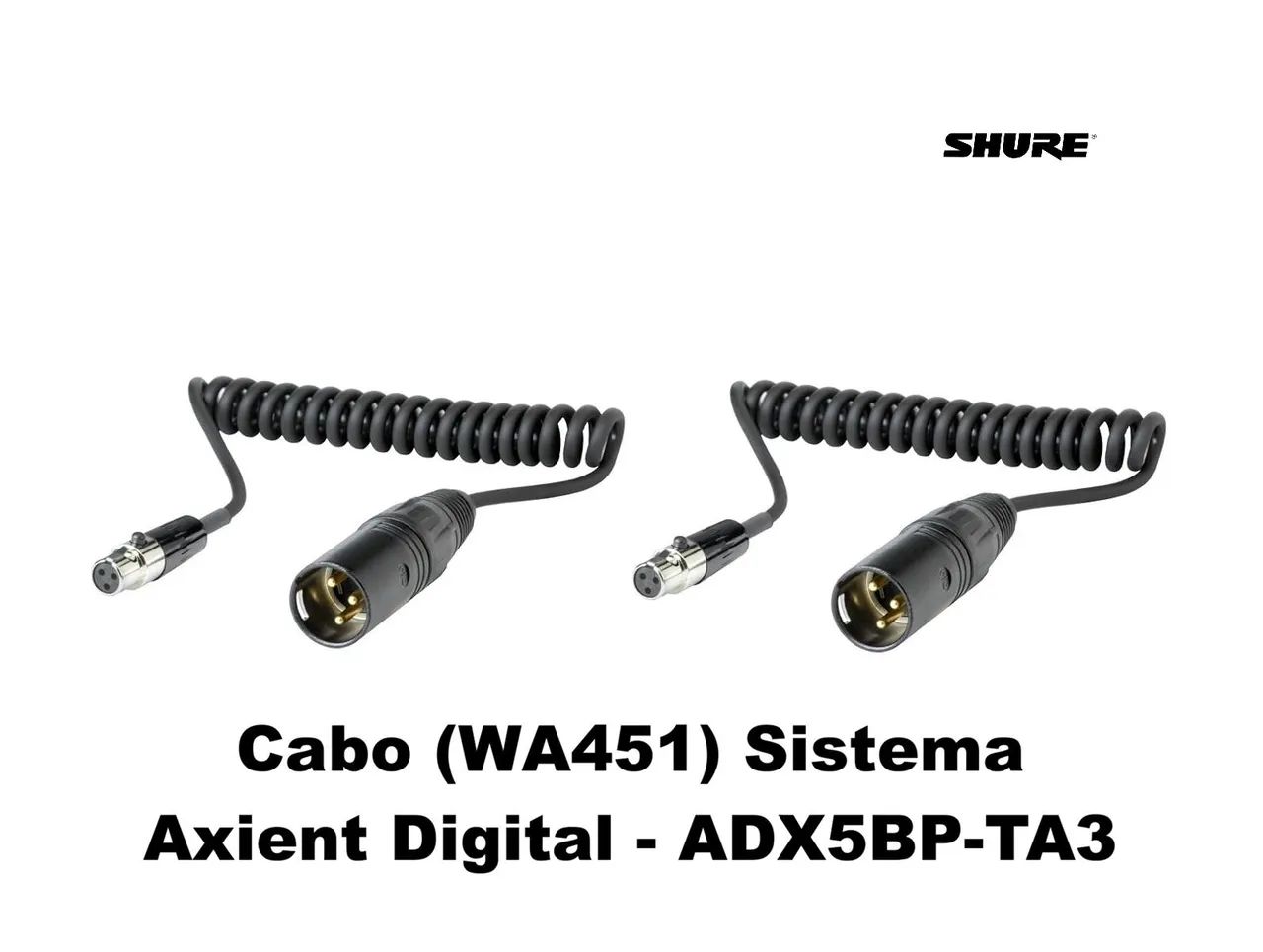 2 Cabos XLR / TA3F Original Shure Para o Receptor Axient Digital ADX5D 