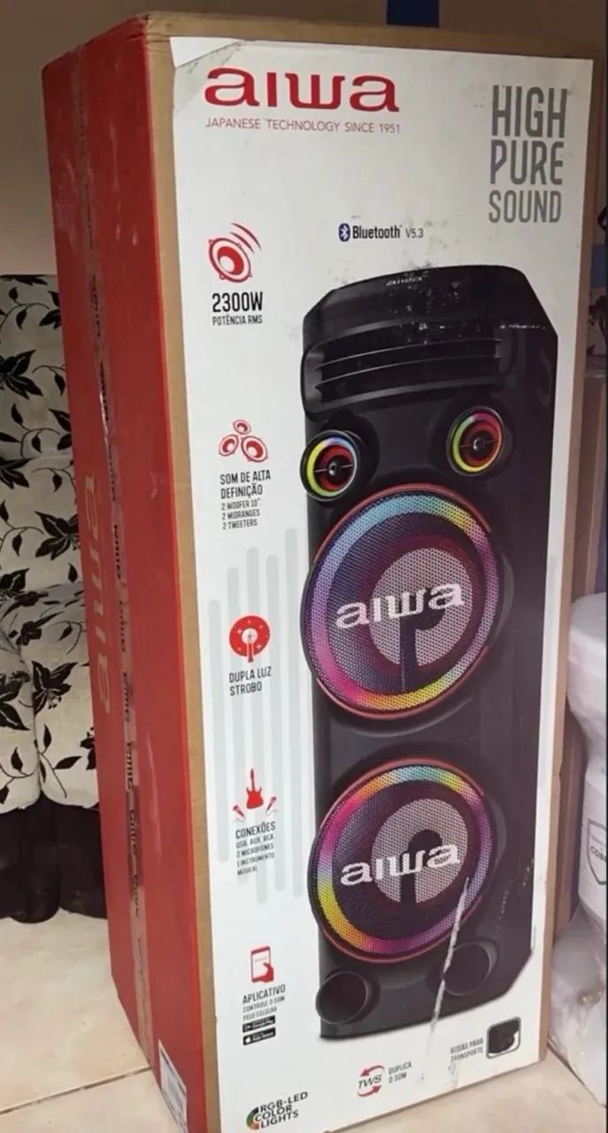 Caixa de som potente Aiwa-2300w Bluetooth nova na caixa