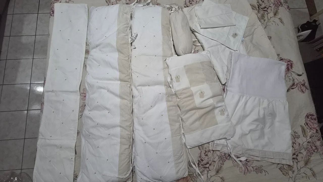Kit berço completo 100% algodão piquet 9 peças