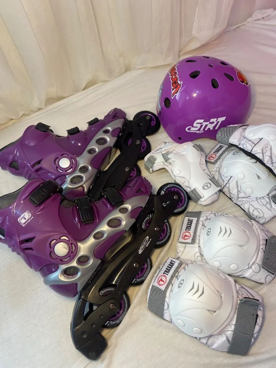 Kit Patins Inline Iniciante Spectro Roxo Traxart