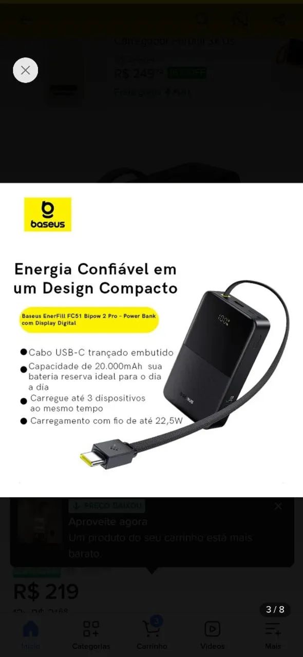 Powerbank Baseus 20000mahp - Foto 2