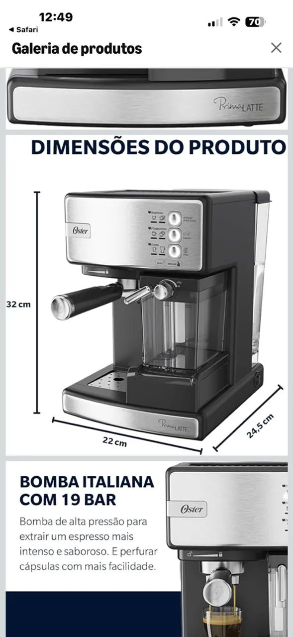 Cafeteira PrimaLatte Inox  - Foto 3