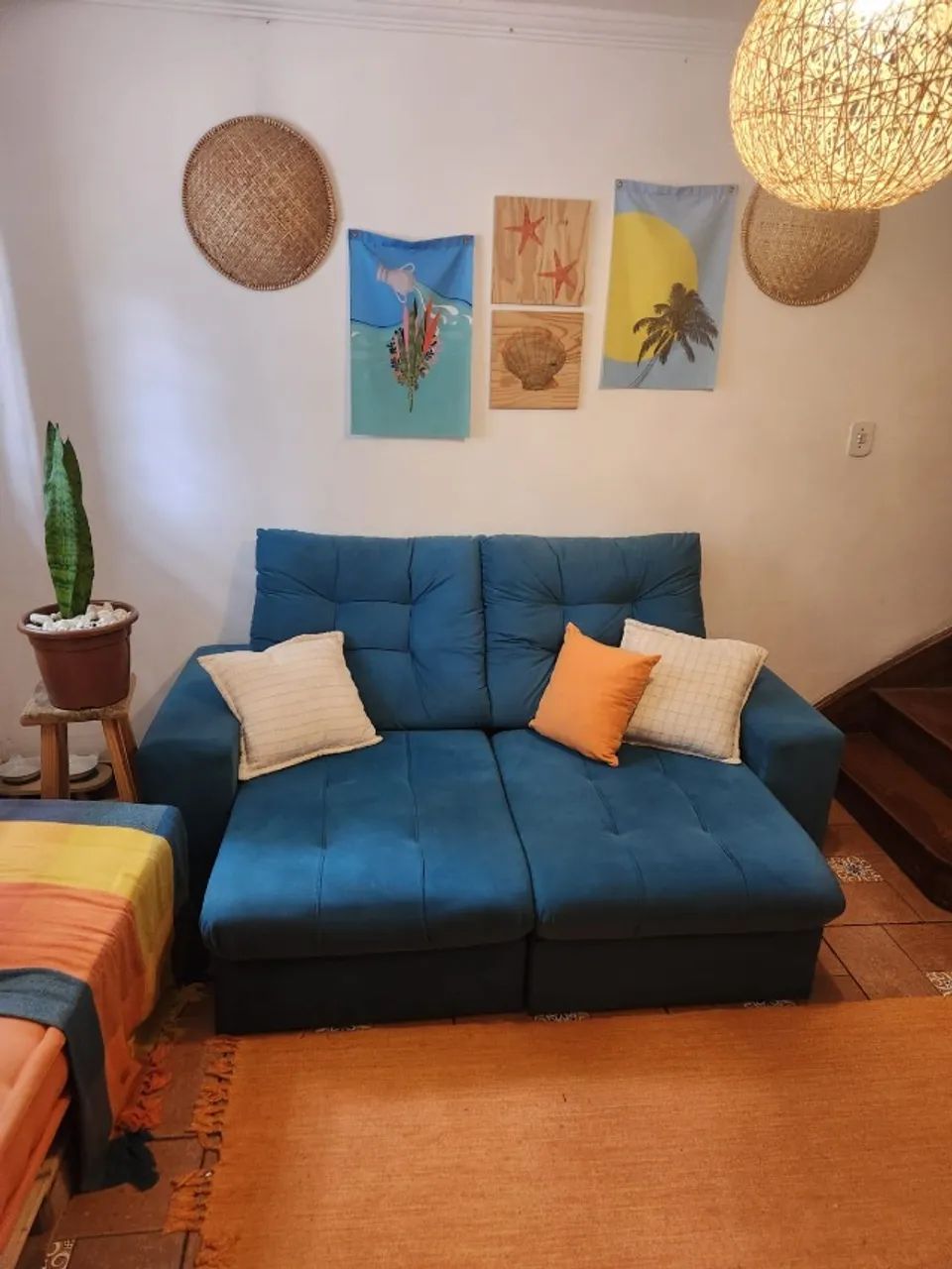 Sofá Azul Charmoso - 2 lugares  - Foto 4
