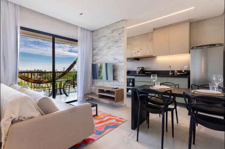  Apartamento Moderno no Cumbuco - 45m² - Piscina - Elevador - Centro