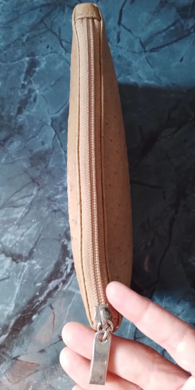 Bolsa couro de avestruz legítimo c espelho. - Foto 2