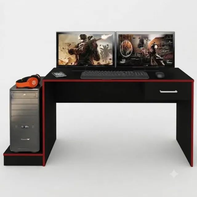 Novo! Mesa Gamer Na Cor Preto/Vermelho 
