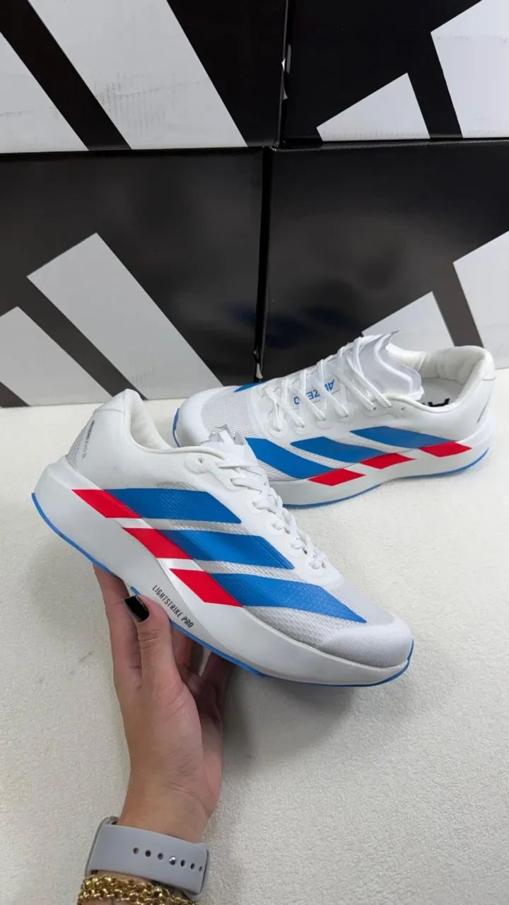 Tênis Adidas Adizero Masculino Importado Cor: Branco/Azul - Disponível 38 ao 43 - Foto 2
