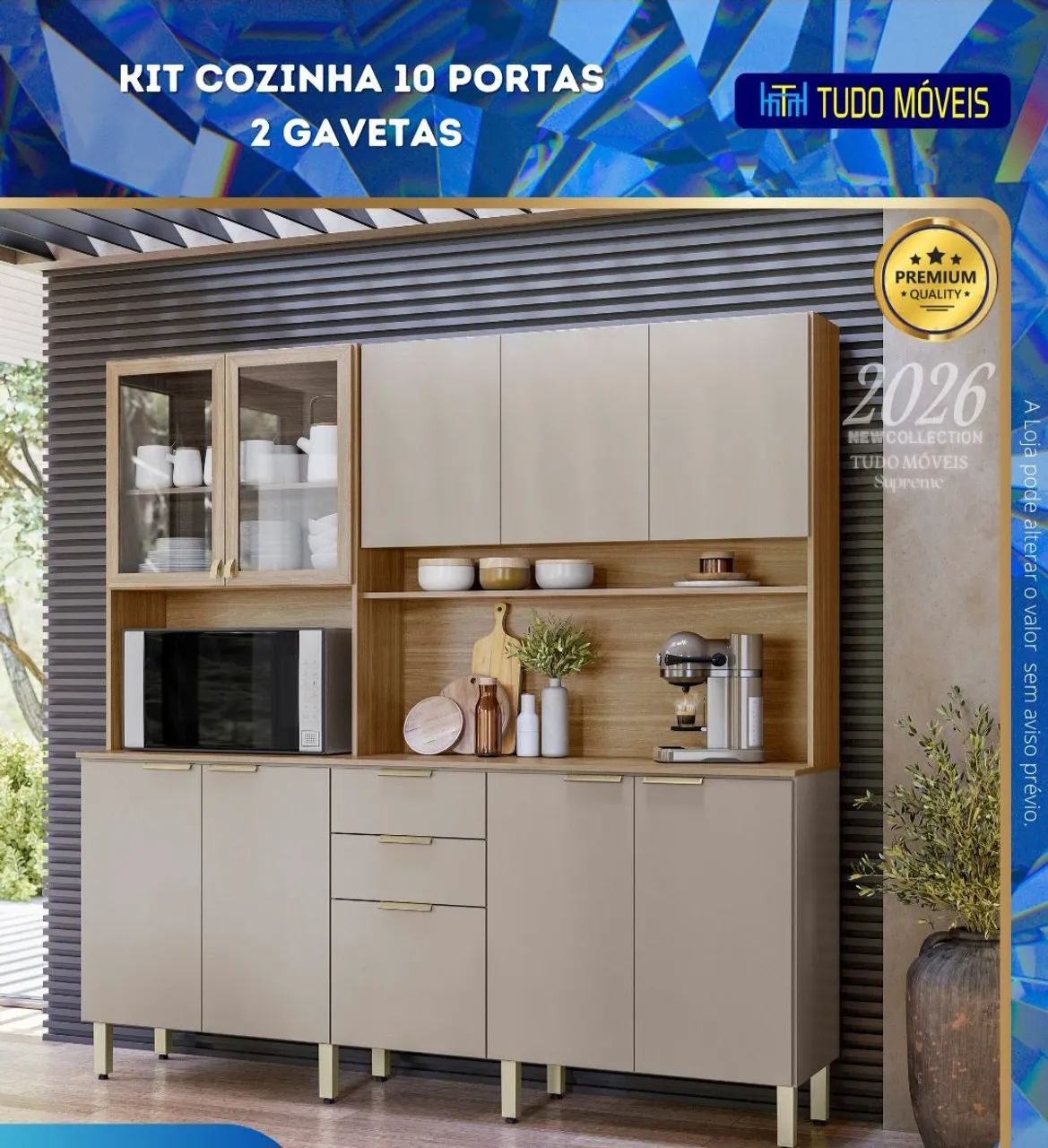 Kit cozinha 10 portas e 2 gavetas