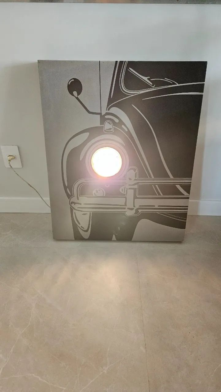 quadro fusca com lâmpada