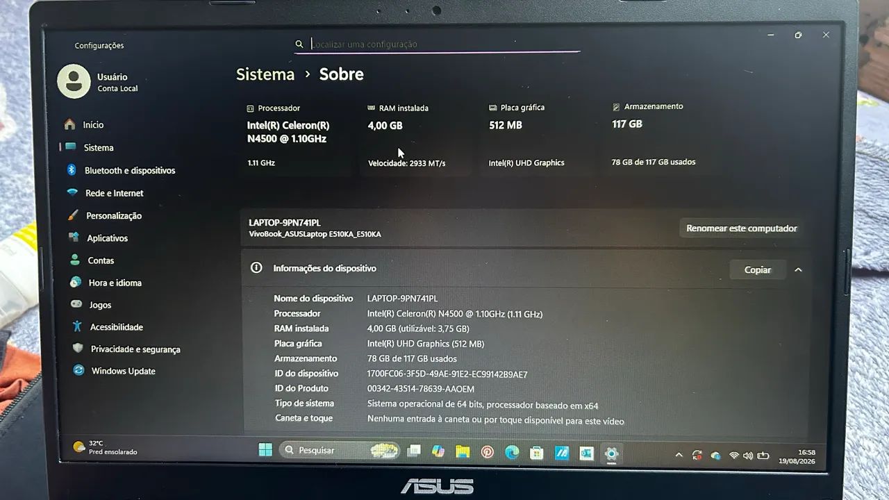 Notebook Asus