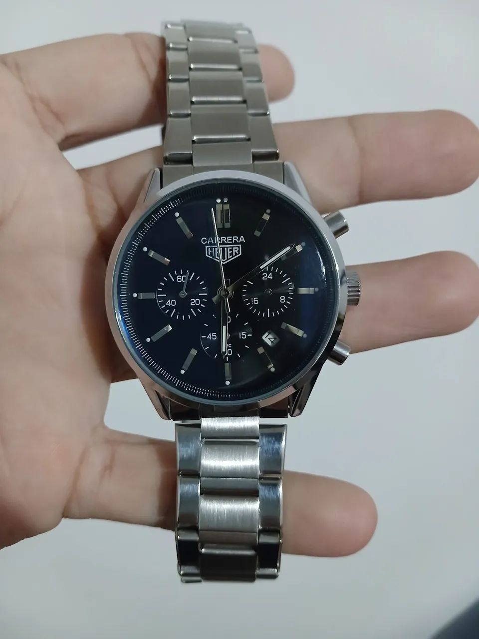 Relógio Estilo Carrera Primeira Linha - Aço Inox