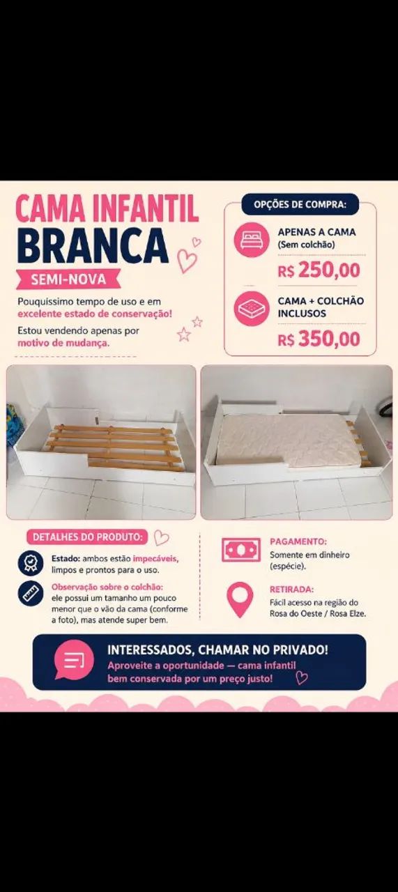 Vende-se cama infantil mais colchão