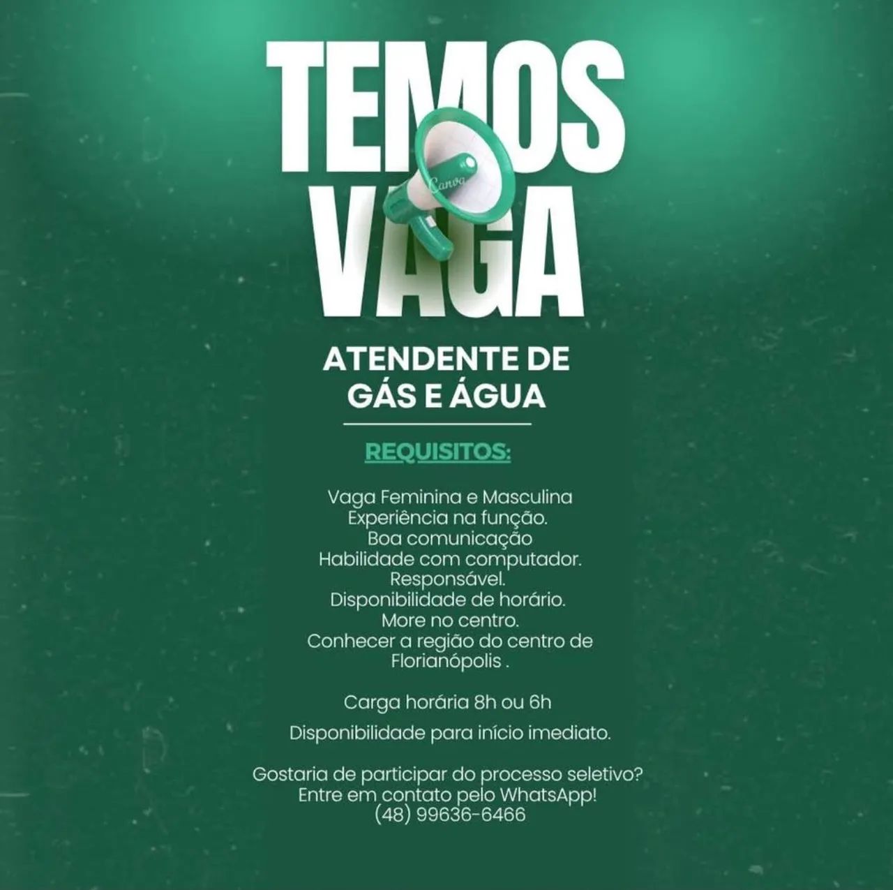Vaga para atendente 