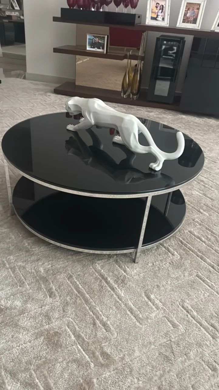 Mesa de centro em inox e vidro 