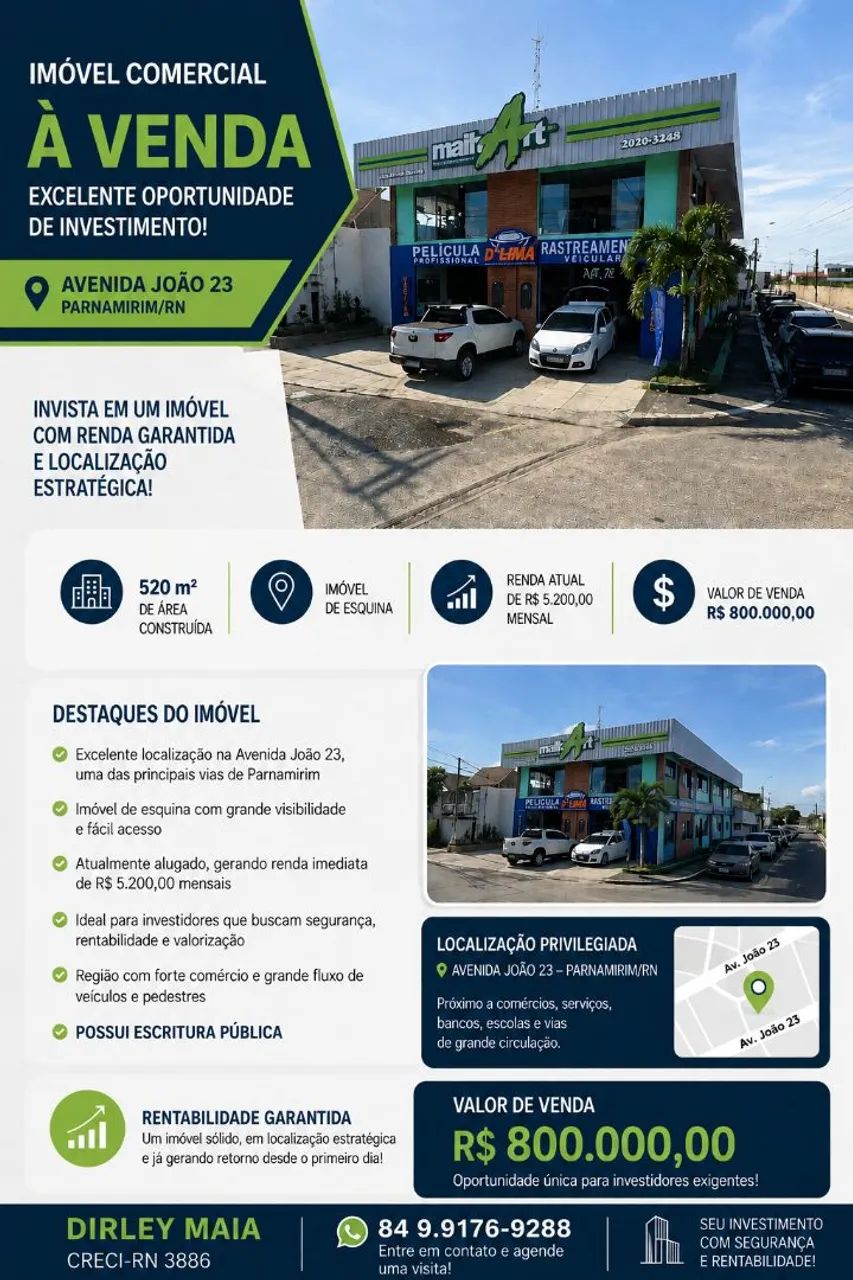VENDO IMÓVEL COMERCIAL EM PARNAMIRIM 