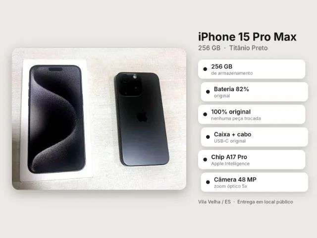 iPhone 15 Pro Max 256GB - Titânio Preto
