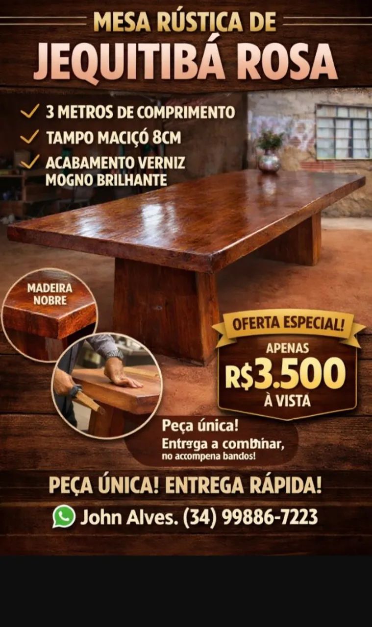 Mesa de jequitibá Rosa 