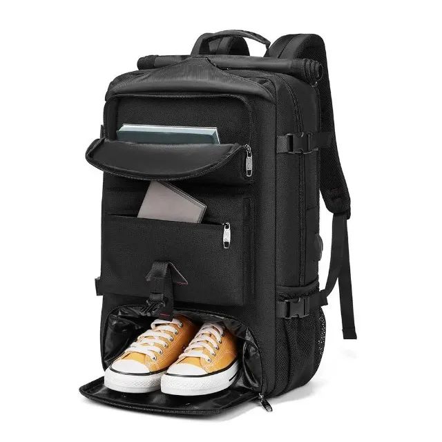 Mochila Rise Mode Trip T-01 Preta, Base para Notebook até 15,6'', com Ventilação e Hub USB - Foto 4