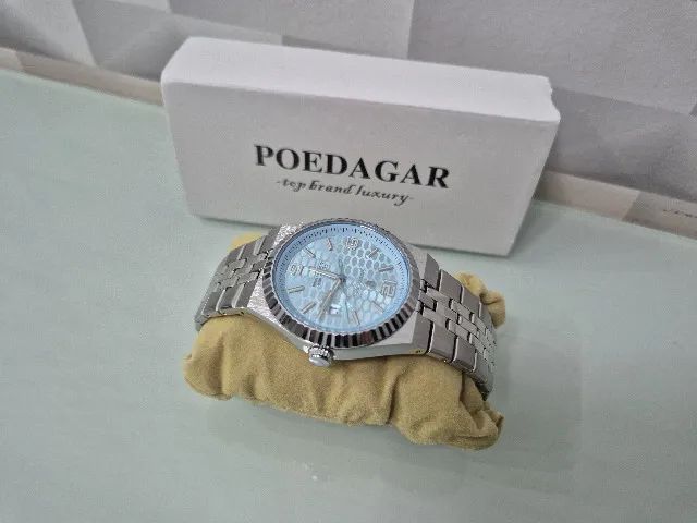 Relógio de pulso 839 Silver Mint Blue com pulseira em aço - Foto 3