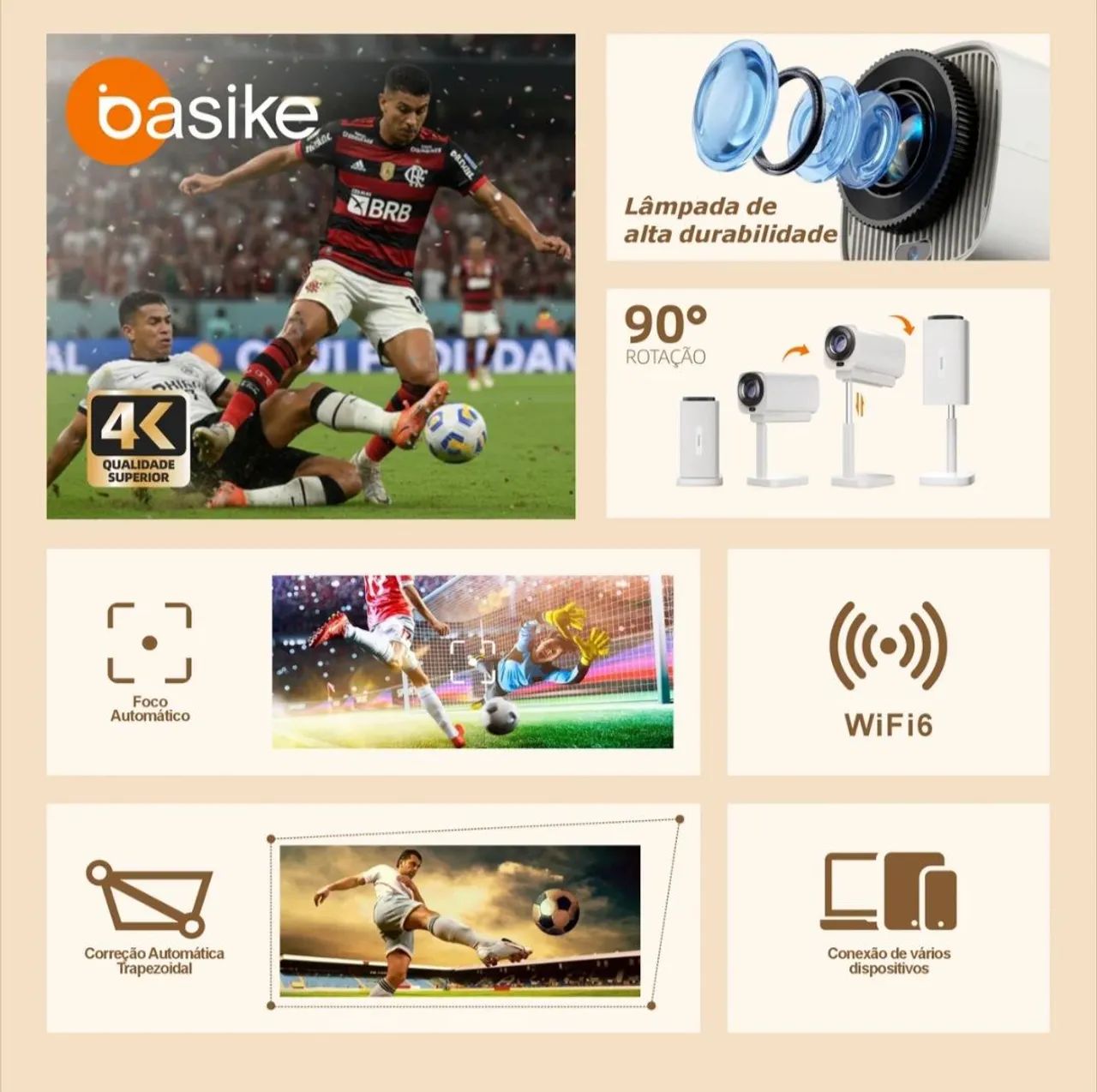 Projetor Basike Ba Ty213 smart Android Wi-Fi 6 Bluetooth  - Foto 2